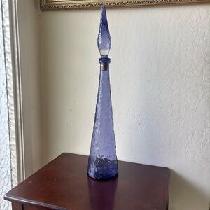 MCM Empoli Italy Glass Genie Bottle Decanter Blue / Purple Amethyst